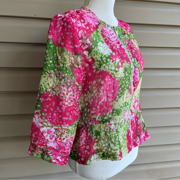 •Ruby Rd.• Semi Sheer Floral Peplum Jacket / Size 8 - Picture 4 of 6